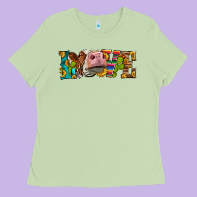 Western Love Simmental Cow Ladies Tee Designed By Lillyallendesigns