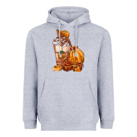 Heather Grey Pumpkin Spice Coffee Heavyweight Hoodie - FaDigitalArtStudio