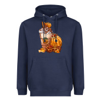 Navy Pumpkin Spice Coffee Heavyweight Hoodie - FaDigitalArtStudio
