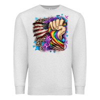 Oatmeal Heather LGBTQ+ and American flag Premium Sweatshirt - FaDigitalArtStudio