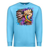 Ocean Blue LGBTQ+ and American flag Premium Sweatshirt - FaDigitalArtStudio