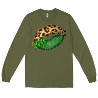 Army Green St. Patricks Day Leopard Lips Long Sleeve Tee - Bettercallsaul