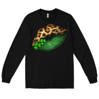 Black St. Patricks Day Leopard Lips Long Sleeve Tee - Bettercallsaul