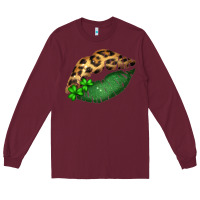 Burgundy St. Patricks Day Leopard Lips Long Sleeve Tee - Bettercallsaul