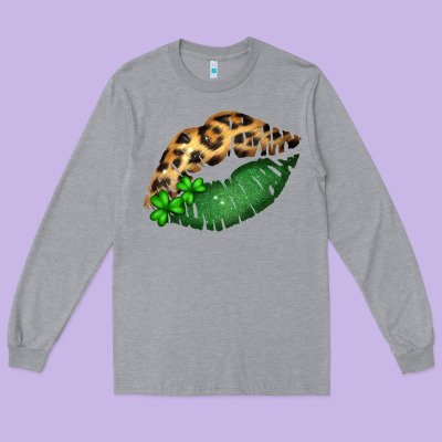 St. Patricks Day Leopard Lips Long Sleeve Tee Designed By Bettercallsaul