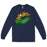 Navy St. Patricks Day Leopard Lips Long Sleeve Tee - Bettercallsaul