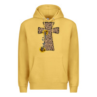 Antique Gold he is risen leopard cross Premium Hoodie - JahusDesignShop