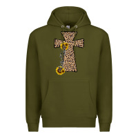 Army Green he is risen leopard cross Premium Hoodie - JahusDesignShop