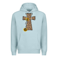 Blue Mist he is risen leopard cross Premium Hoodie - JahusDesignShop