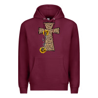 Burgundy he is risen leopard cross Premium Hoodie - JahusDesignShop