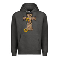 Charcoal Heather he is risen leopard cross Premium Hoodie - JahusDesignShop