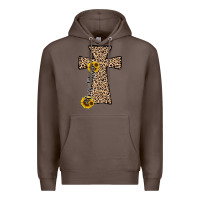 Coffee he is risen leopard cross Premium Hoodie - JahusDesignShop
