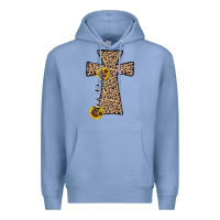 Colony Blue he is risen leopard cross Premium Hoodie - JahusDesignShop