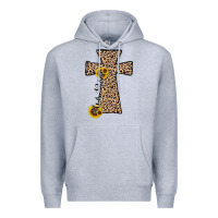 Heather Grey he is risen leopard cross Premium Hoodie - JahusDesignShop