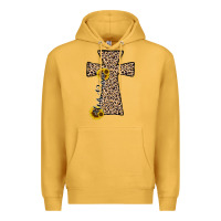 Mustard he is risen leopard cross Premium Hoodie - JahusDesignShop