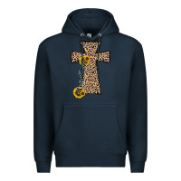 Navy he is risen leopard cross Premium Hoodie - JahusDesignShop