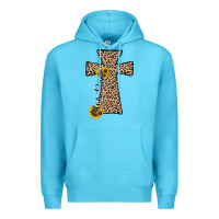 Ocean Blue he is risen leopard cross Premium Hoodie - JahusDesignShop