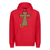 Red he is risen leopard cross Premium Hoodie - JahusDesignShop