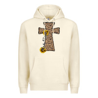 Sandshell he is risen leopard cross Premium Hoodie - JahusDesignShop