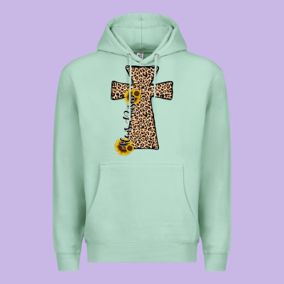 He Is Risen Leopard Cross Premium Hoodie Designed By Jahusdesignshop