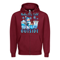 Burgundy baby it's cold outside Zipper Hoodie - CowGirlArtShop