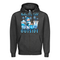 Charcoal Heather baby it's cold outside Zipper Hoodie - CowGirlArtShop