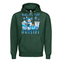Sports Green baby it's cold outside Zipper Hoodie - CowGirlArtShop