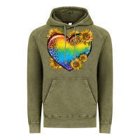 Vintage Olive Pride Heart And Sunflower Vintage Hoodie - BundleAndBundleShop