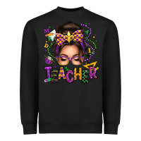 Black mardi gras teacher caucasian messy bun Heavyweight Sweatshirt - texasbilliewilder