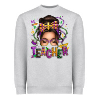 Heather Grey mardi gras teacher caucasian messy bun Heavyweight Sweatshirt - texasbilliewilder