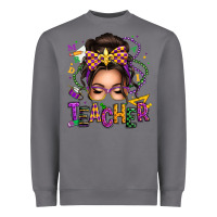 Storm mardi gras teacher caucasian messy bun Heavyweight Sweatshirt - texasbilliewilder
