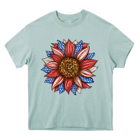 Arona American Flag Sunflower Heavy Core Tee - LillyAllenDesigns