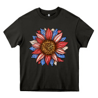 Asphalt American Flag Sunflower Heavy Core Tee - LillyAllenDesigns