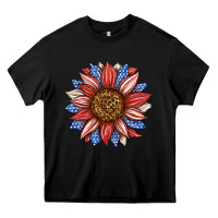 Black American Flag Sunflower Heavy Core Tee - LillyAllenDesigns