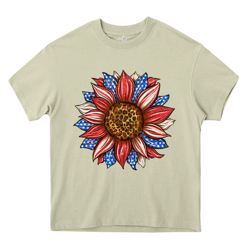 American Flag Sunflower Heavy Core Tee by LillyAllenDesigns | Teevron