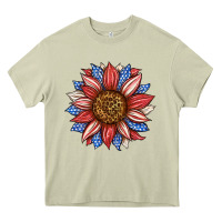 Mossy American Flag Sunflower Heavy Core Tee - LillyAllenDesigns