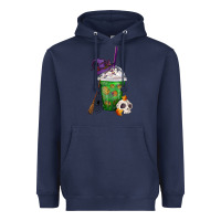 Navy Halloween Spooky Pumpkins Frappe Heavyweight Hoodie - FaDigitalArtStudio