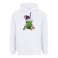 White Halloween Spooky Pumpkins Frappe Heavyweight Hoodie - FaDigitalArtStudio