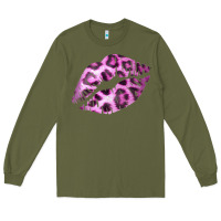 Army Green Pink Leopard Lips Long Sleeve Tee - Bettercallsaul