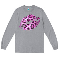 Heather Grey Pink Leopard Lips Long Sleeve Tee - Bettercallsaul
