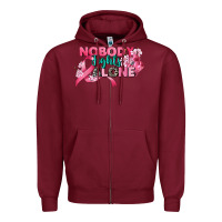 Burgundy nobody fights alone cancer awareness Zipper Hoodie - CowGirlArtShop