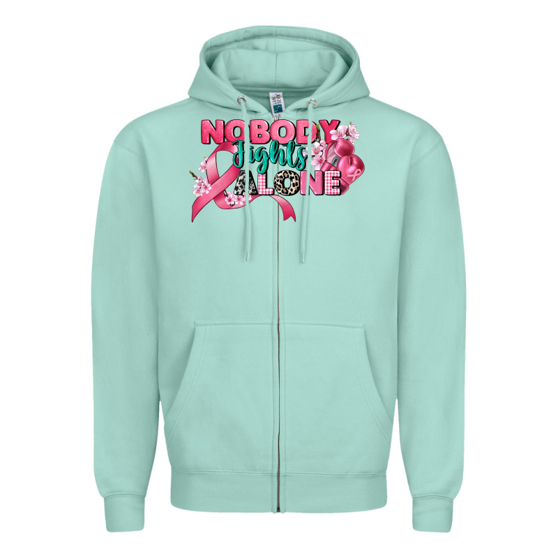 Nobody Fights Alone Cancer Awareness Zipper Hoodie by CowGirlArtShop | Teevron
