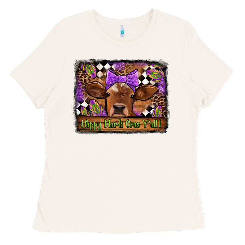 Happy Mardi Gras Y'all Cow Ladies Tee by Jasminsmagicworld | Teevron