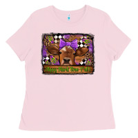 Bubblegum Pink happy mardi gras y'all cow Ladies Tee - Jasminsmagicworld