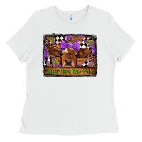 White happy mardi gras y'all cow Ladies Tee - Jasminsmagicworld