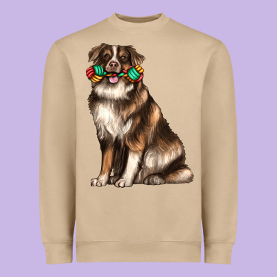 Australian Shepherd With Rope Toy Heavyweight Sweatshirt Designed By Texasbilliewilder