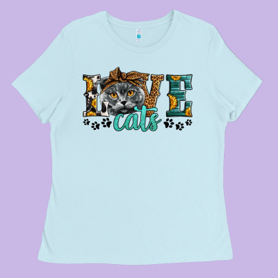 Love Cats Scottish Fold Ladies Tee Designed By Lillyallendesigns