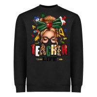 Black teacher life blonde caucassian messy bun Heavyweight Sweatshirt - texasbilliewilder