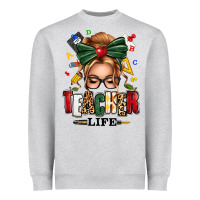 Teacher Life Blonde Caucassian Messy Bun Heavyweight Sweatshirt | Teevron