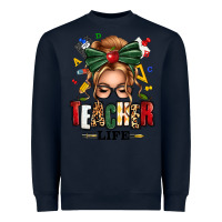 Navy teacher life blonde caucassian messy bun Heavyweight Sweatshirt - texasbilliewilder
